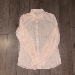 J. Crew "The Perfect Shirt" Metallic Trim Tiki Print 100% Cotton